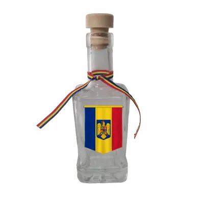Fanion romania, sticla cu mesaj patrata, 250 ml, model divgs318 16